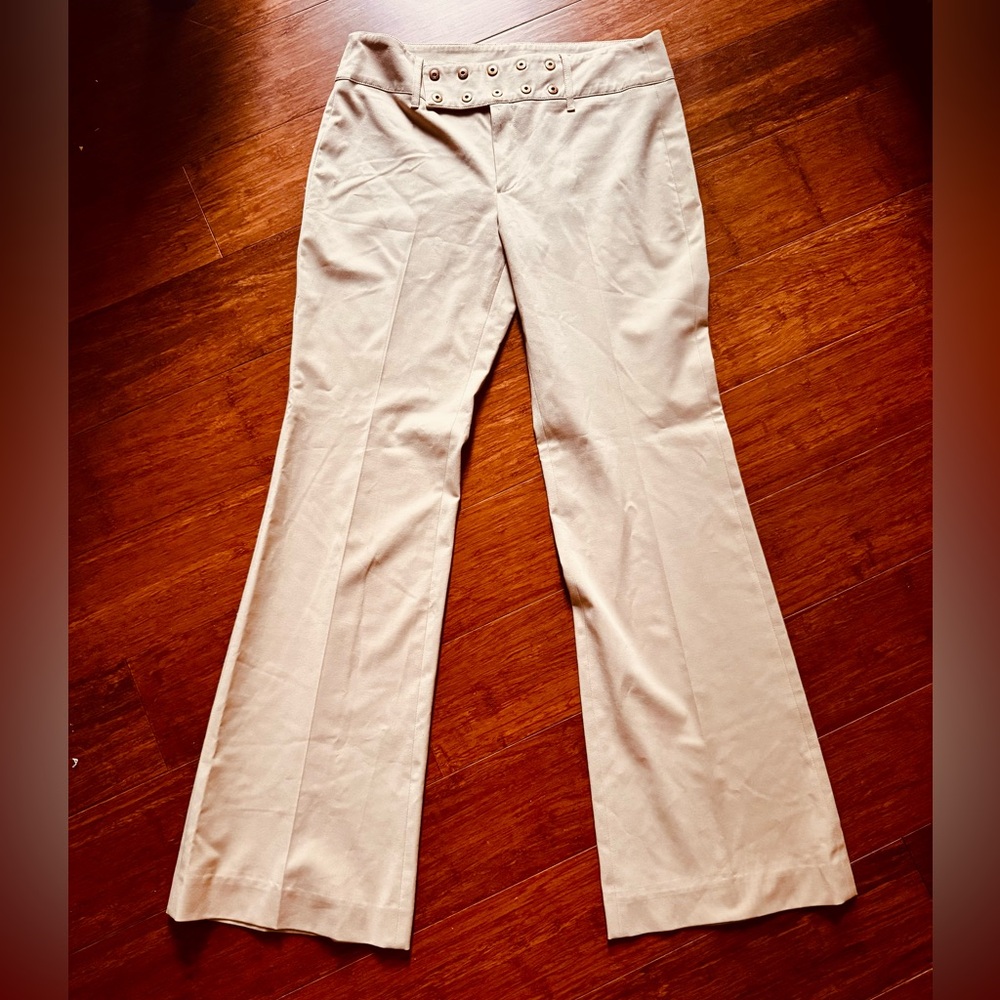 Vintage Y2K Vertigo Paris Wide Leg Flare Trouser Gold Light Camel Tailored Pants